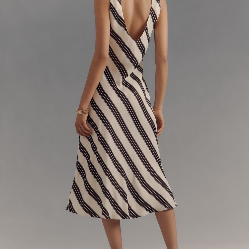 Striped Black, brown and White Sleeveless Dress - Picture 2 of 7